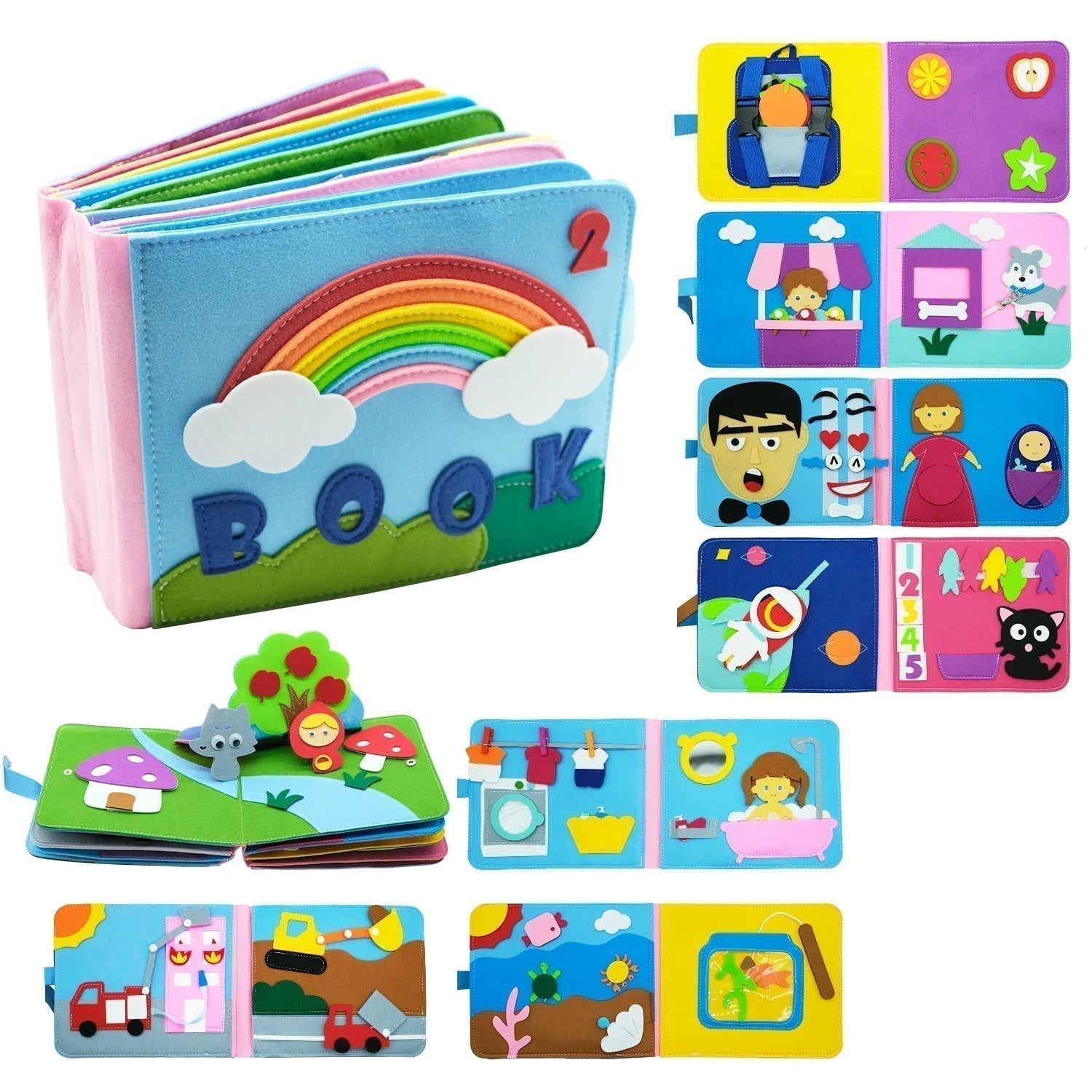 Farmyard Adventures Felt Storybook for Infants with Animals and Fruit