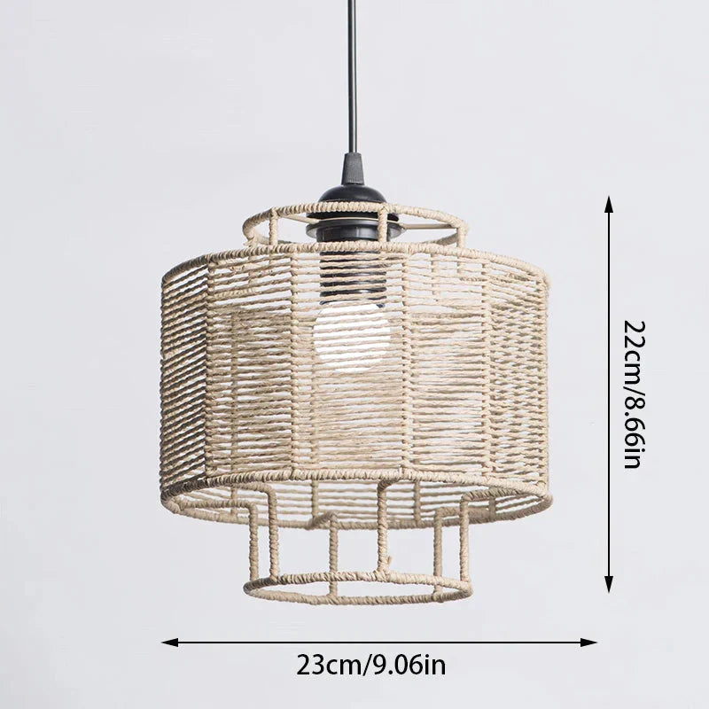 Selune — Vintage Style Simulated Rattan Lamp Shade with Warm Glow