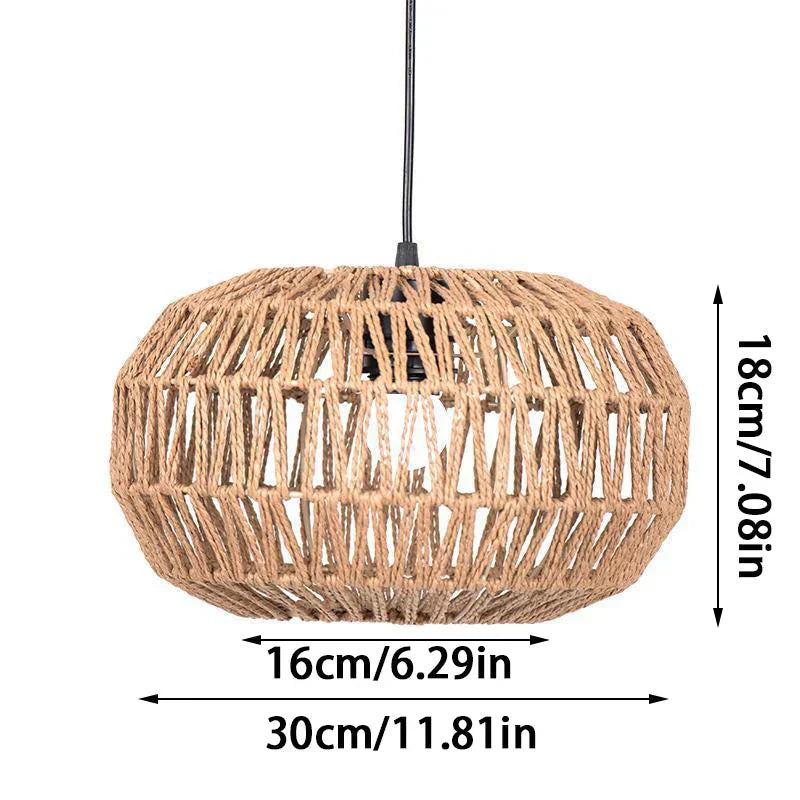 Selune — Vintage Style Simulated Rattan Lamp Shade with Warm Glow