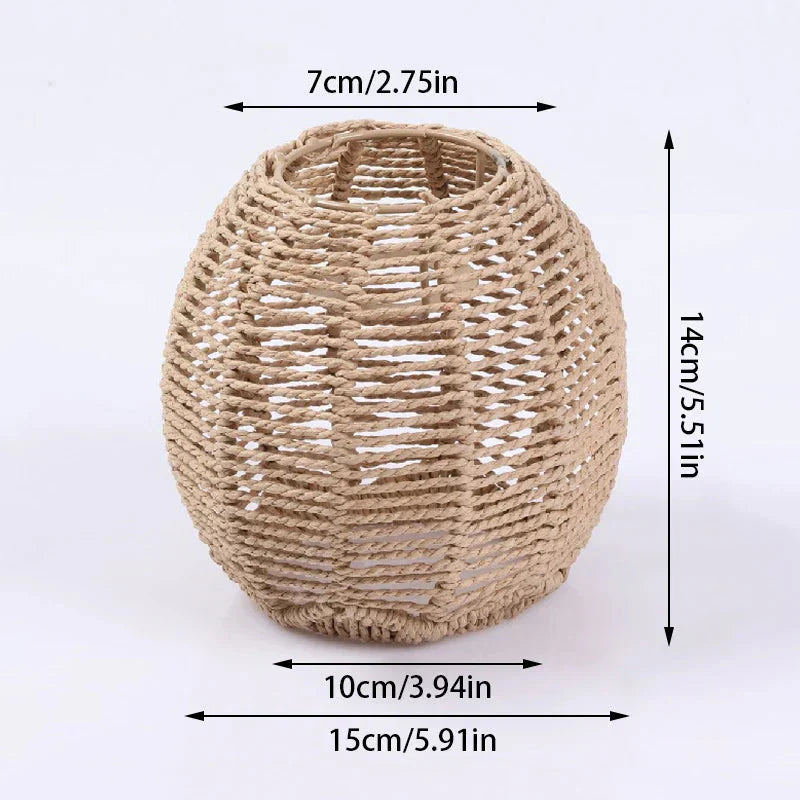 Selune — Vintage Style Simulated Rattan Lamp Shade with Warm Glow