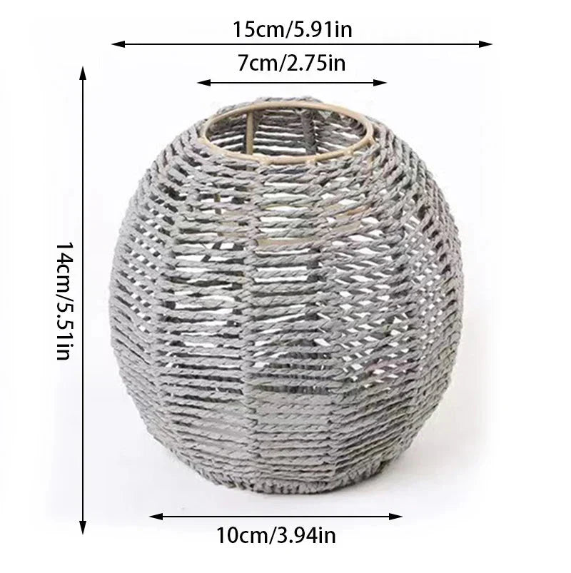 Selune — Vintage Style Simulated Rattan Lamp Shade with Warm Glow