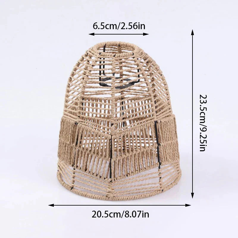 Selune — Vintage Style Simulated Rattan Lamp Shade with Warm Glow