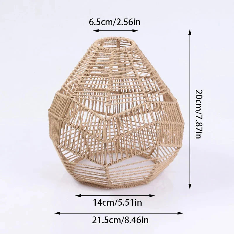 Selune — Vintage Style Simulated Rattan Lamp Shade with Warm Glow