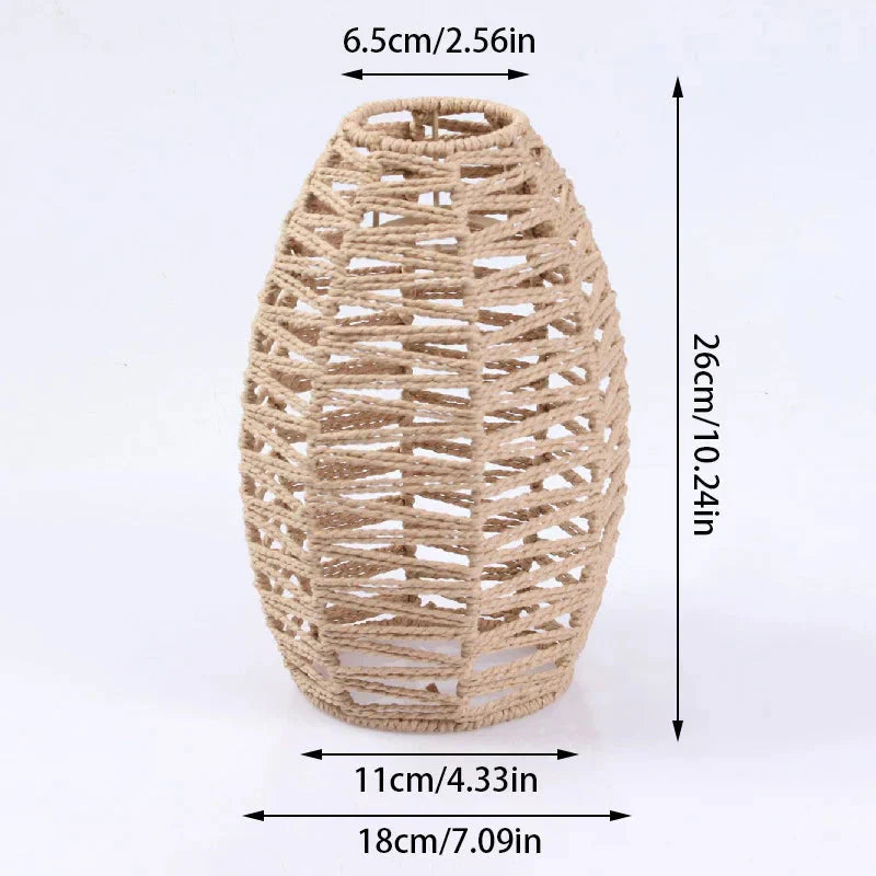 Selune — Vintage Style Simulated Rattan Lamp Shade with Warm Glow