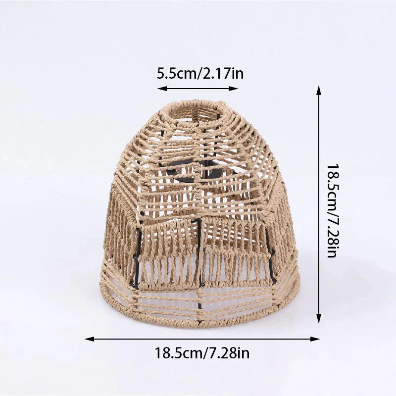 Selune — Vintage Style Simulated Rattan Lamp Shade with Warm Glow