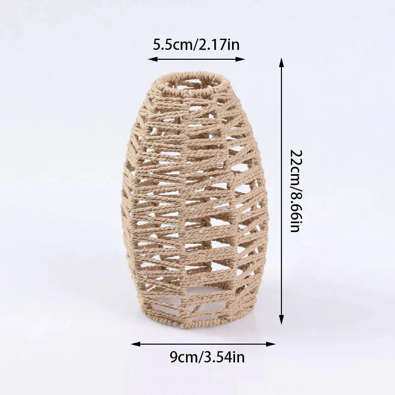 Selune — Vintage Style Simulated Rattan Lamp Shade with Warm Glow