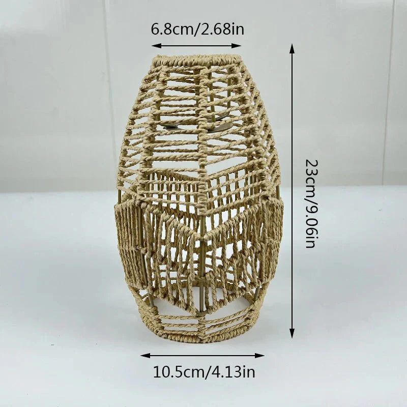 Selune — Vintage Style Simulated Rattan Lamp Shade with Warm Glow