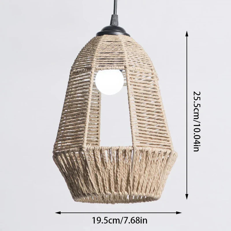 Selune — Vintage Style Simulated Rattan Lamp Shade with Warm Glow