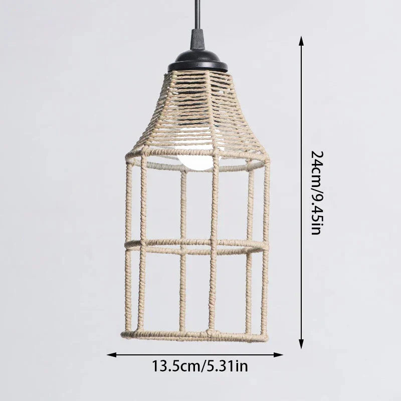 Selune — Vintage Style Simulated Rattan Lamp Shade with Warm Glow