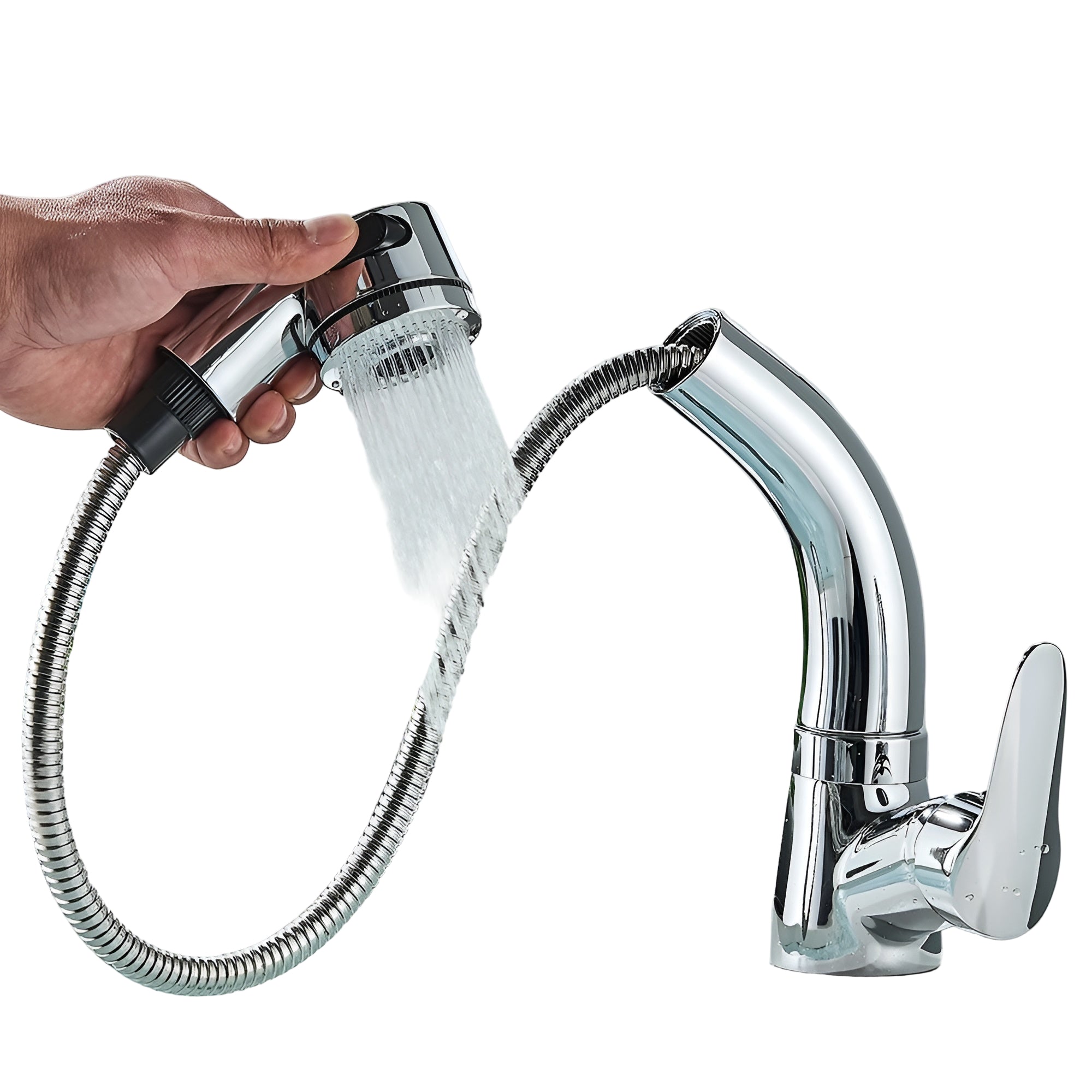 Pull-Out Spray Bathroom Faucet – Long Reach Design