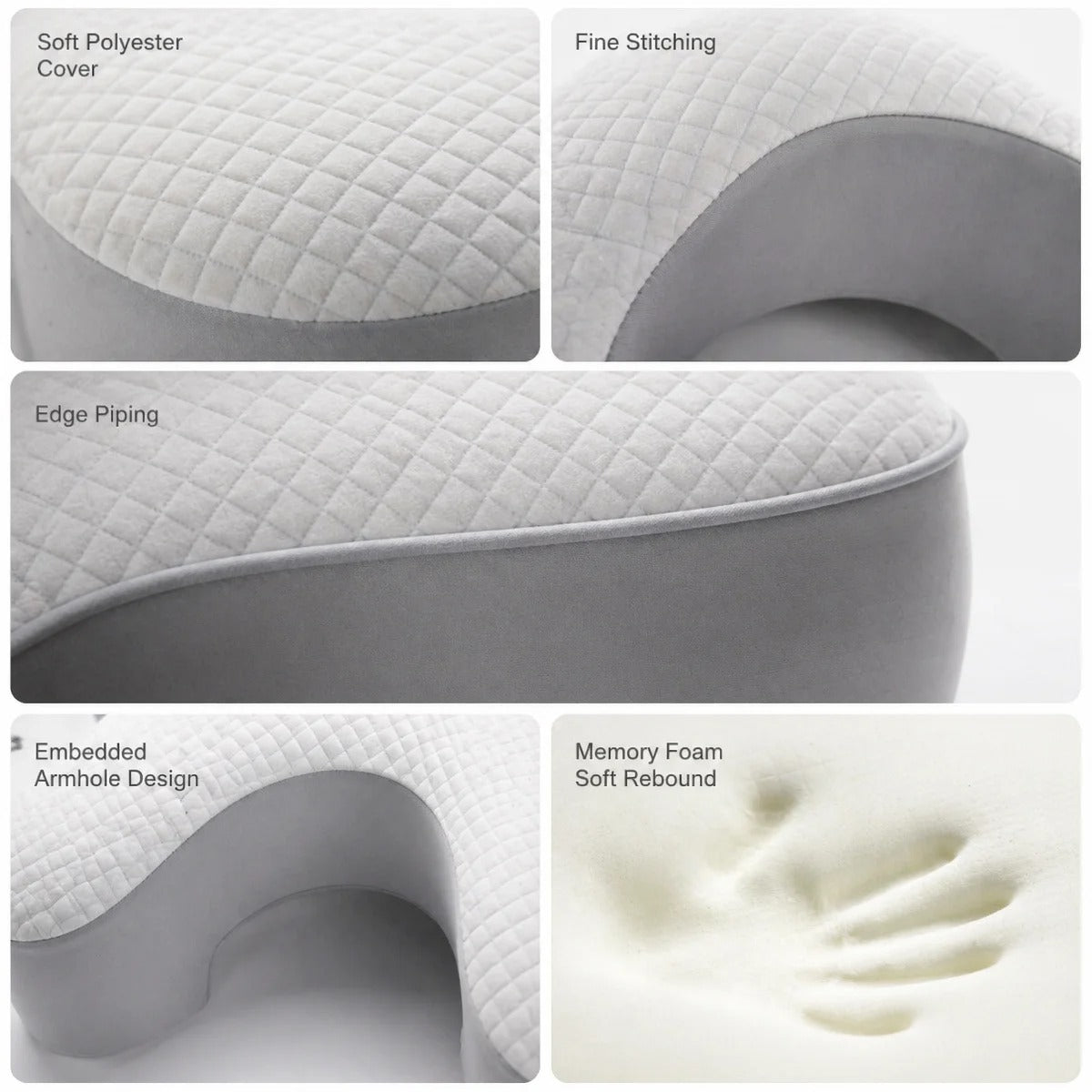 Memory Foam Pillow for Side Sleepers with Shoulder Cutout - Hypoallergenic & Washable