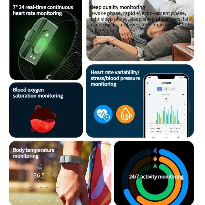 AquaFit Pro IP68 Smart Health Tracker with Heart and Oxygen Monitoring