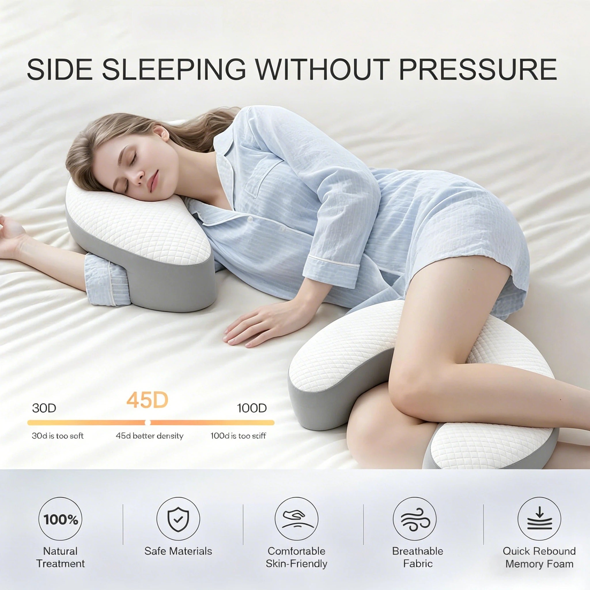 Memory Foam Pillow for Side Sleepers with Shoulder Cutout - Hypoallergenic & Washable