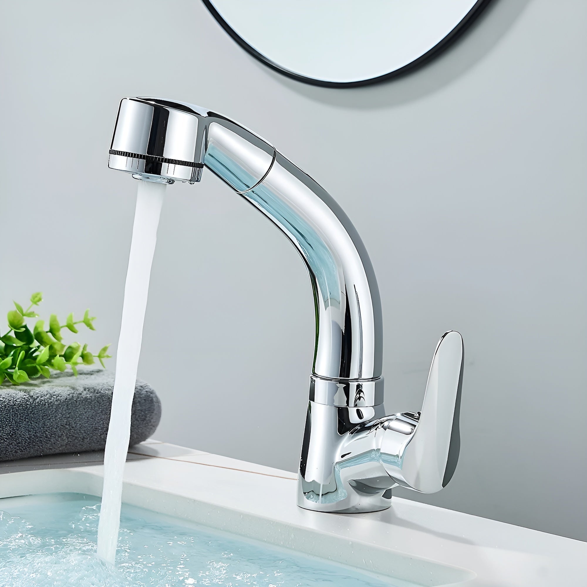Pull-Out Spray Bathroom Faucet – Long Reach Design