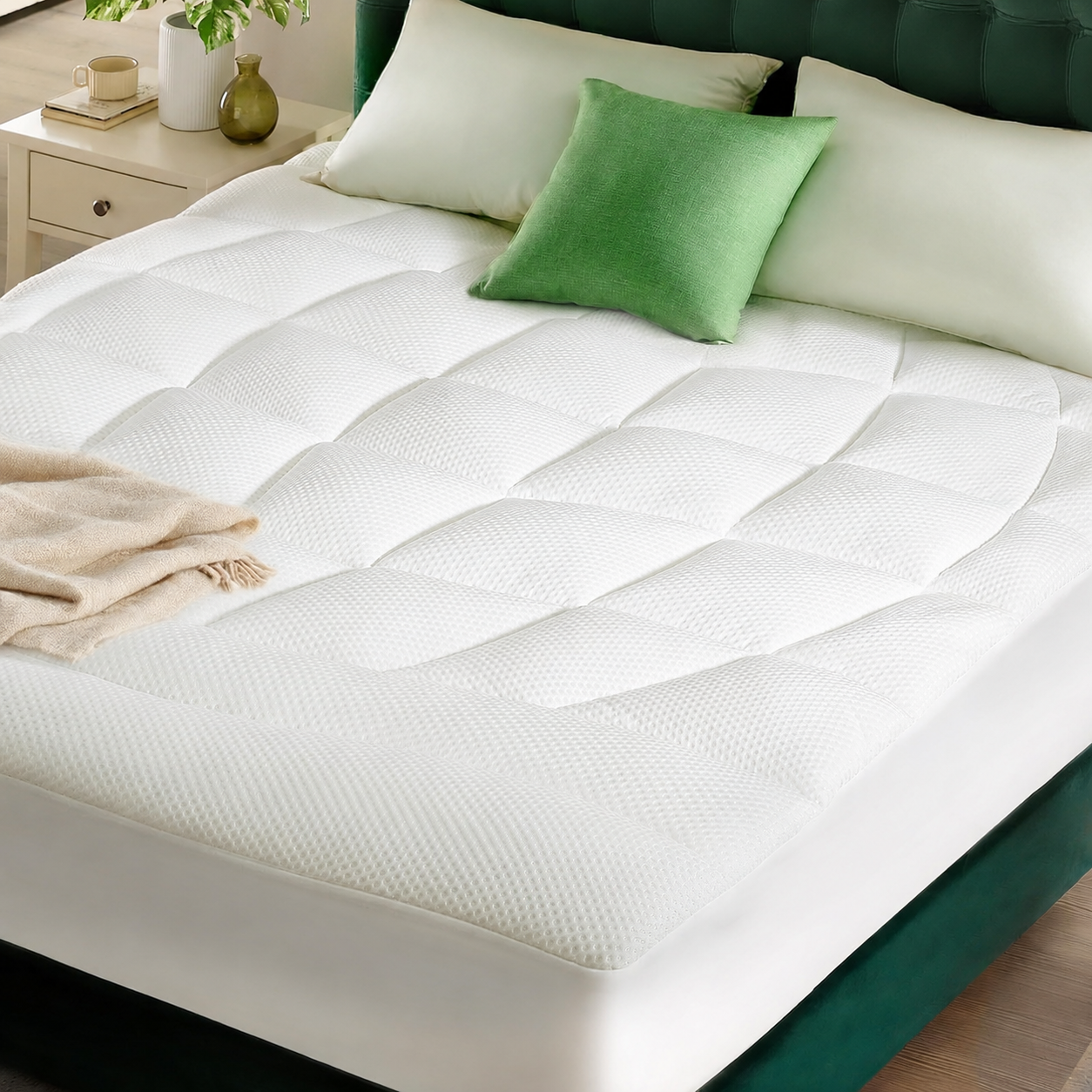 Queen Mattress Topper – Extra Thick Cooling Pad with Soft Tencel Blend for Back Pain Relief