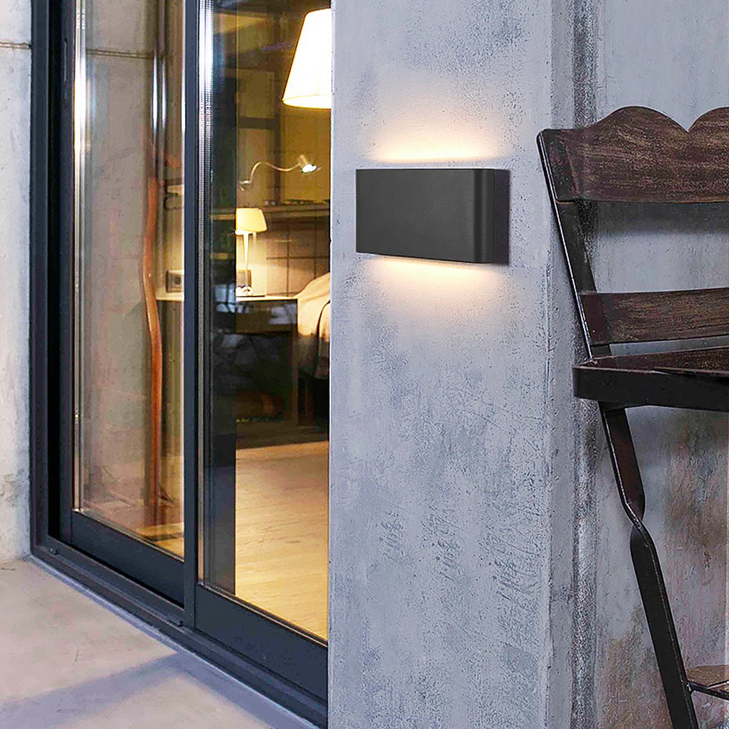 2-Light Black Modern Low Profile LED Slim Outdoor Up Down Exterior Porch Wall Light