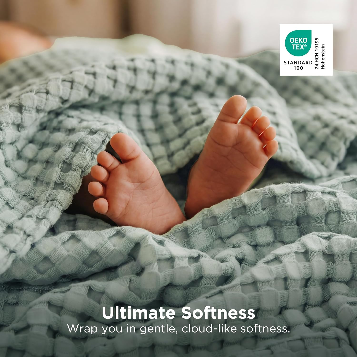 Lightweight Cotton and Bamboo Cooling Waffle Blanket - Queen Size Summer Throw