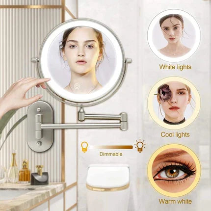 Elegant Rechargeable LED Makeup Mirror with Magnification Options
