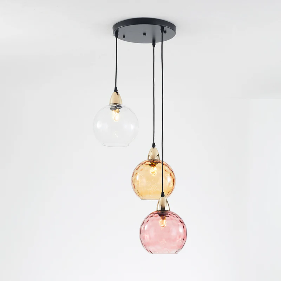 Elegant 3-Bulb Glass Pendant Light with Adjustable Cords