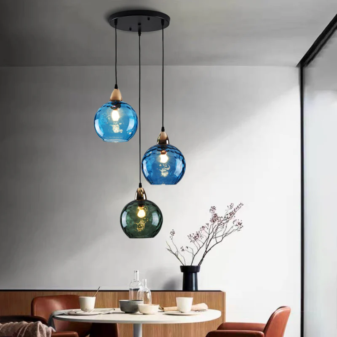 Elegant 3-Bulb Glass Pendant Light with Adjustable Cords