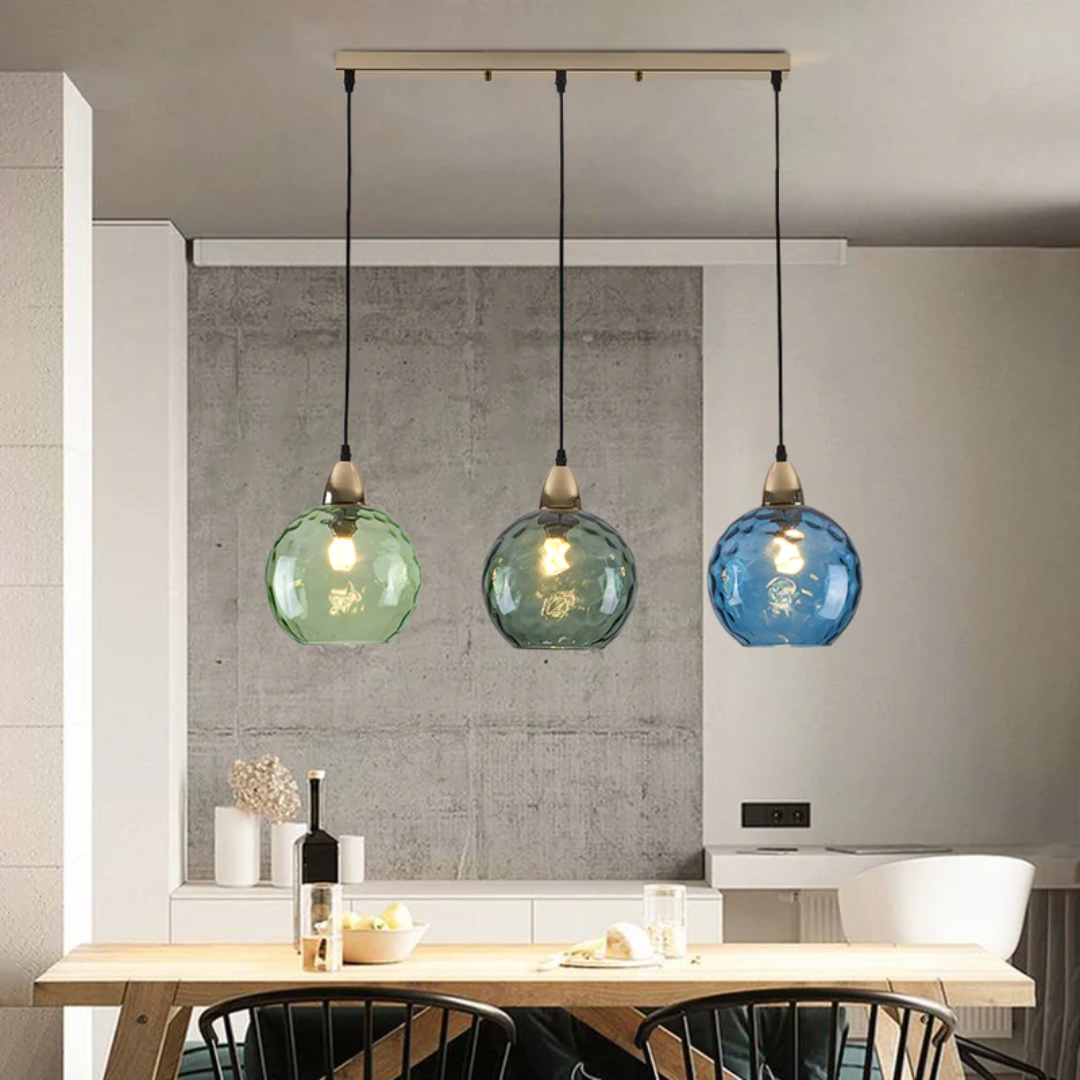 Elegant 3-Bulb Glass Pendant Light with Adjustable Cords