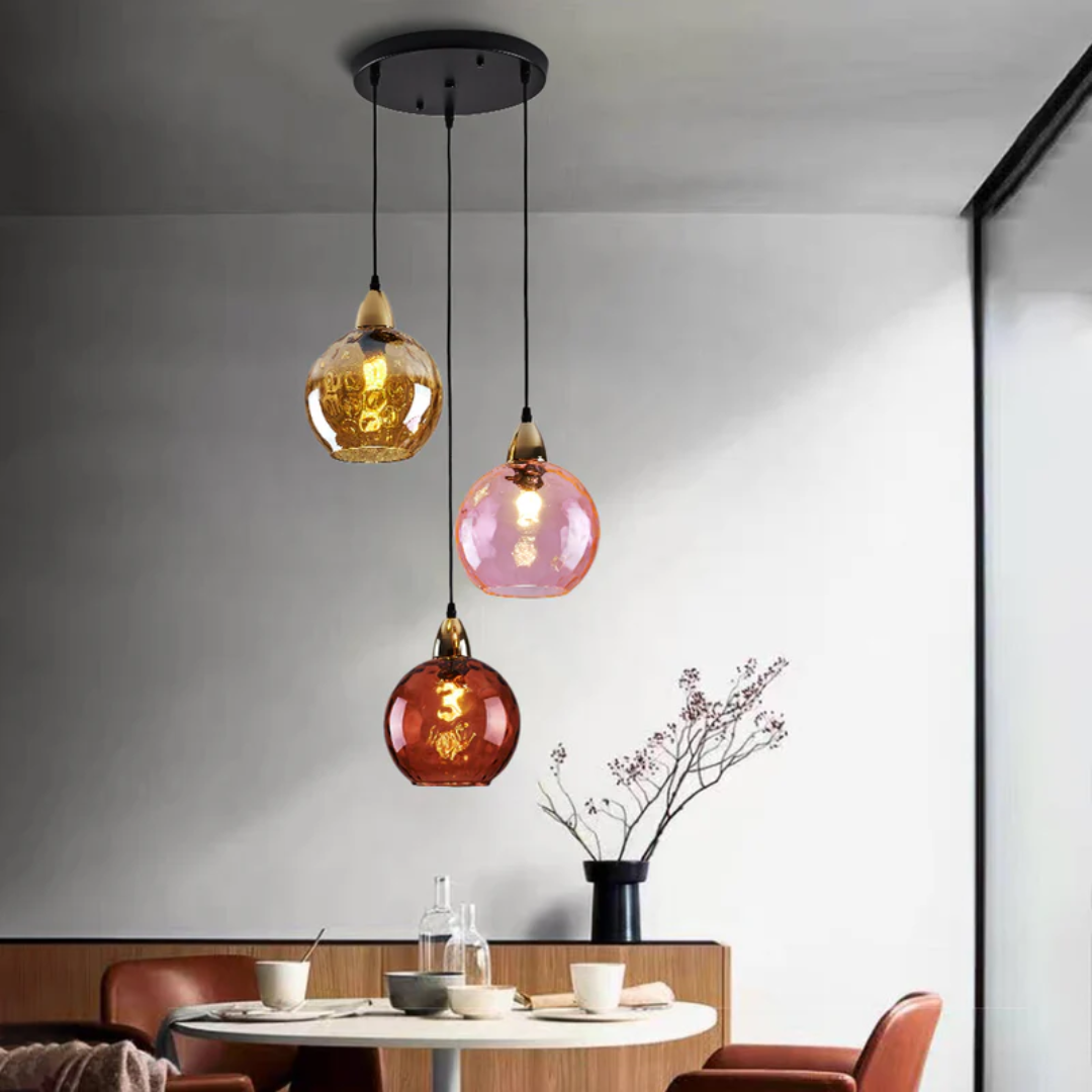 Elegant 3-Bulb Glass Pendant Light with Adjustable Cords
