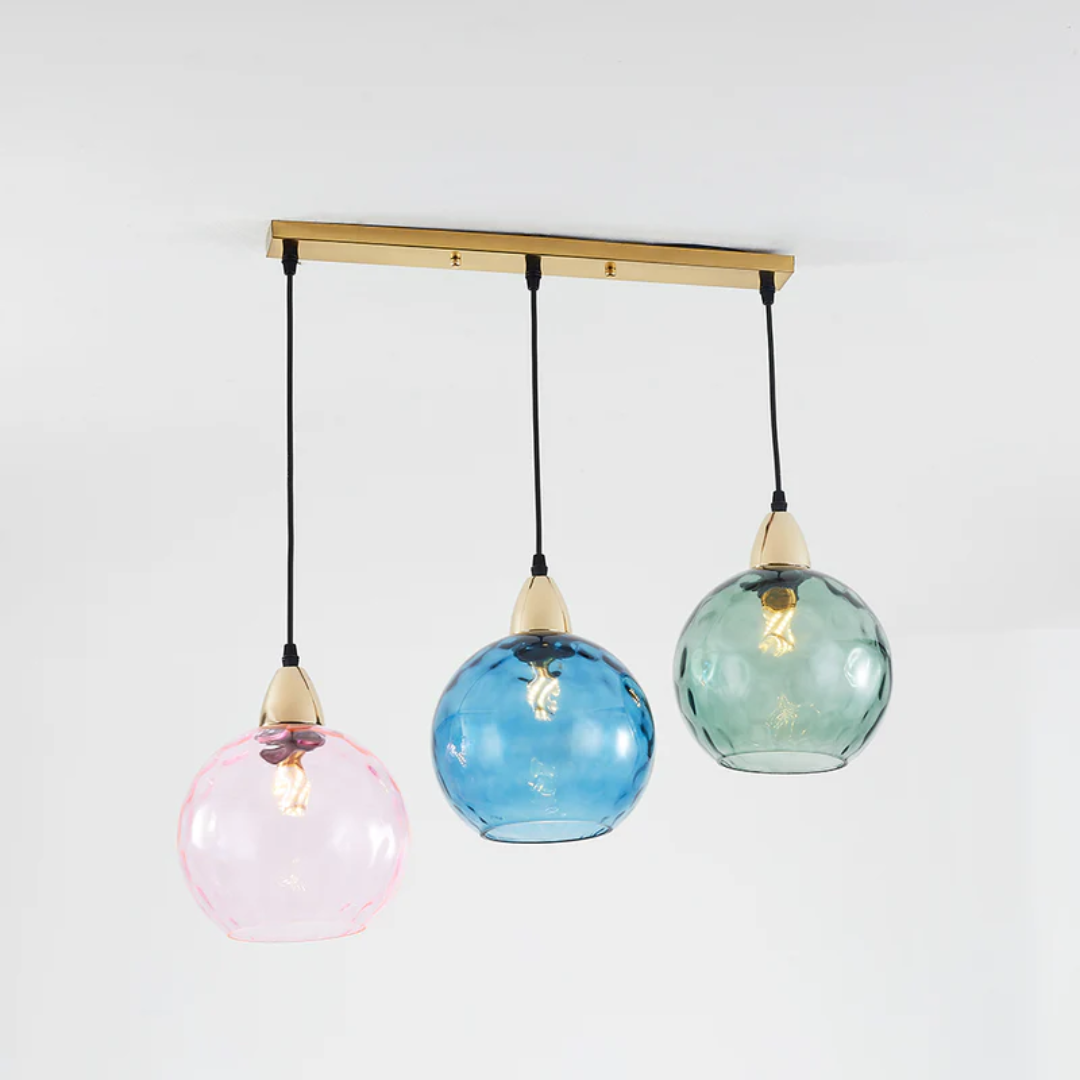 Elegant 3-Bulb Glass Pendant Light with Adjustable Cords