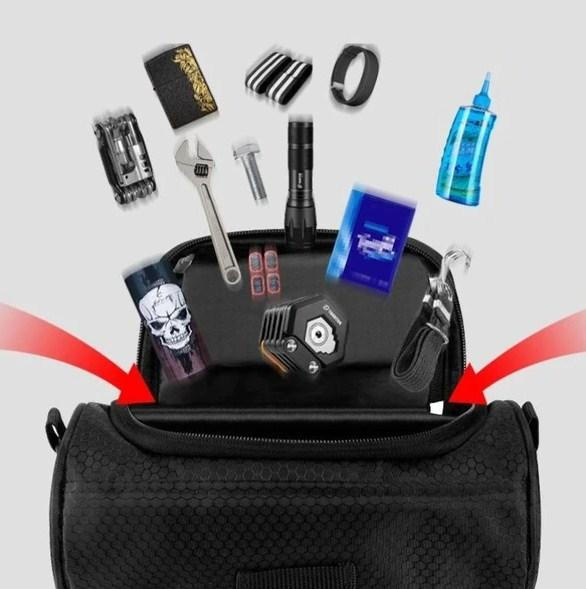 Versatile Handlebar Storage Bag with Touchscreen Access