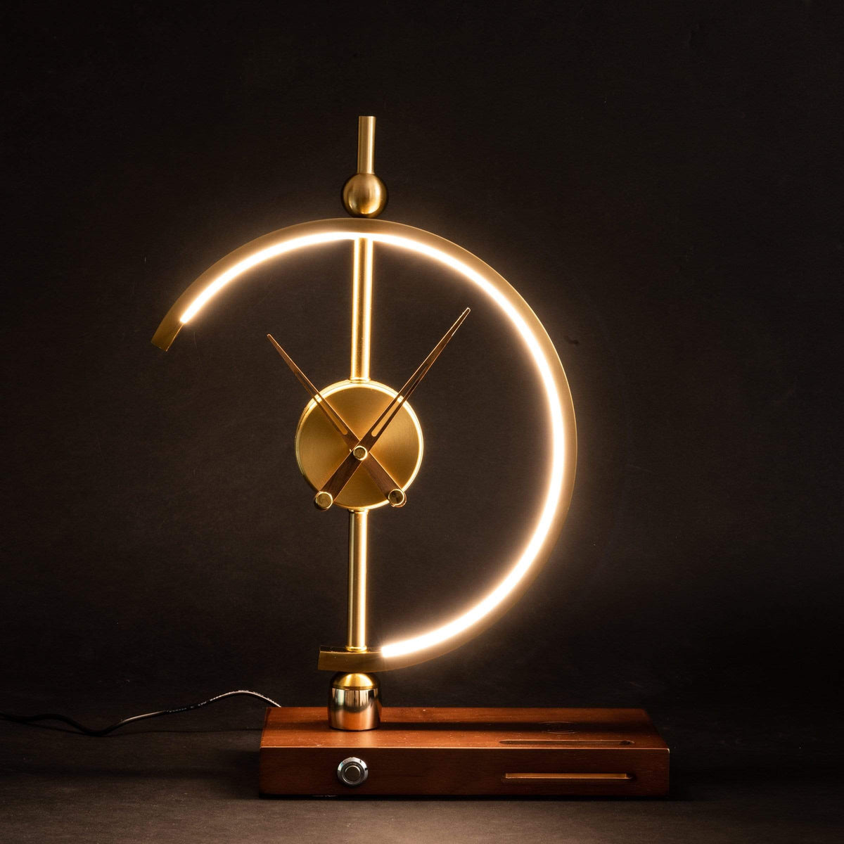 Sleek LED Desk Lamp with Charging Station & Clock Functionality
