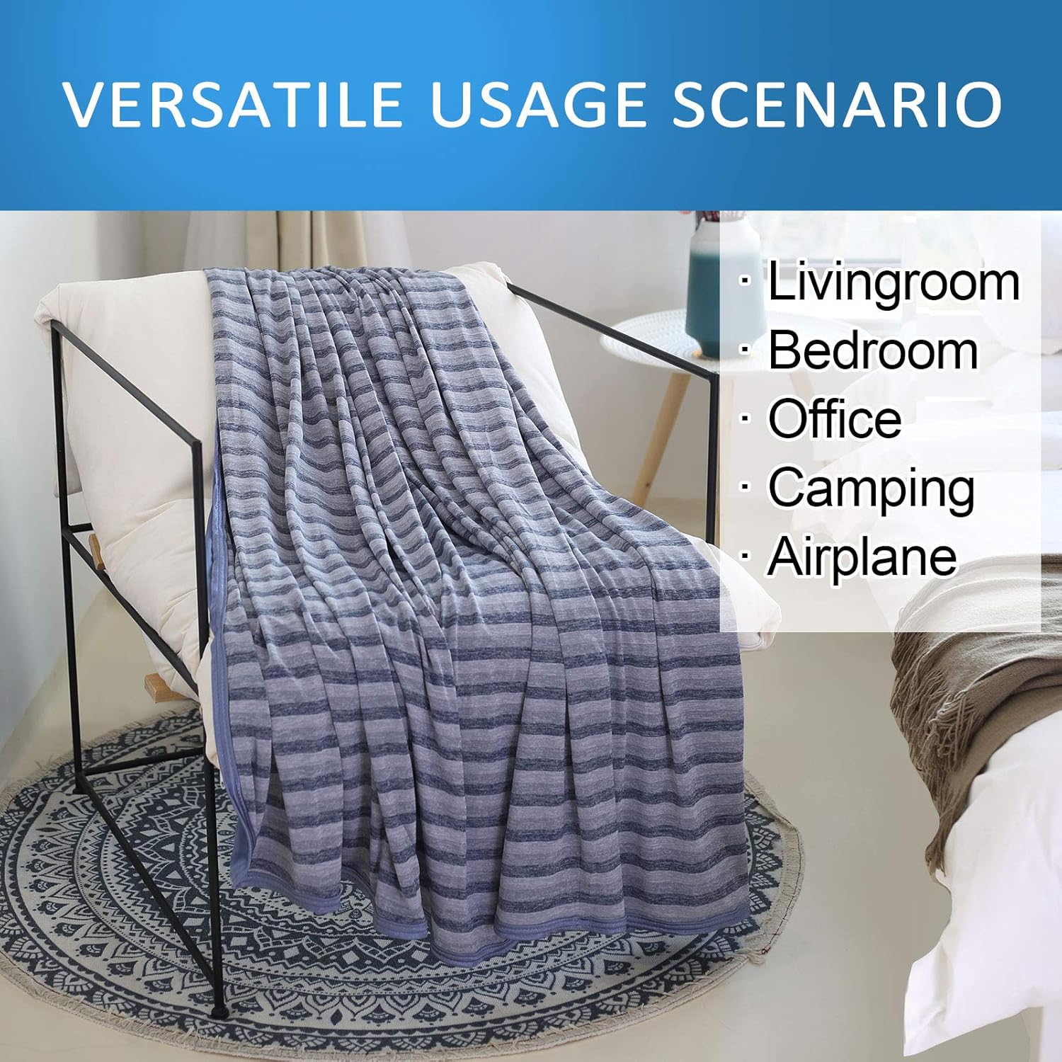 Lightweight Double-Sided Cooling Blanket for Hot Sleepers – Breathable Summer Throw