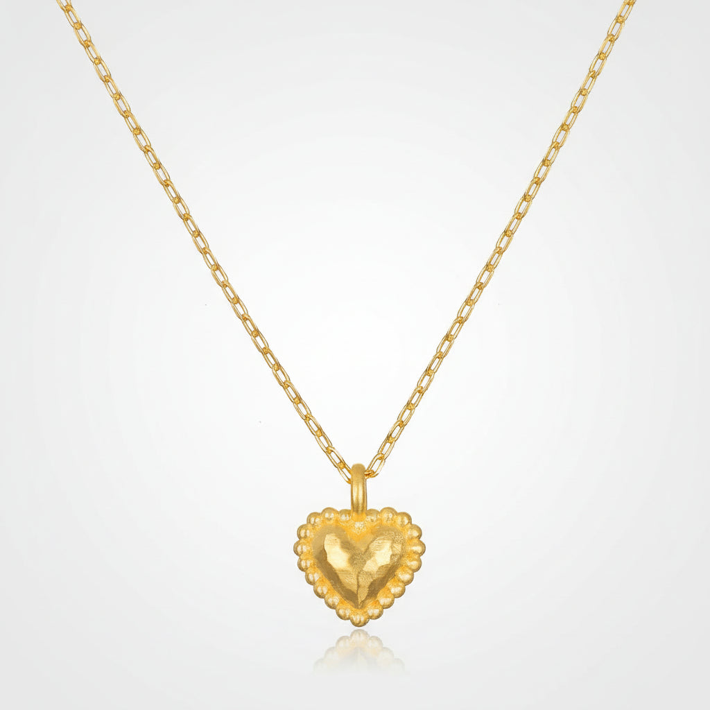 Elegant Gold Heart Pendant Necklace with Textured Design
