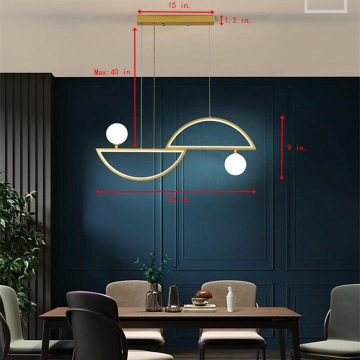 2 Semi-Circle Glass Globes LED Dimmable Artistic Modern Pendant Lighting Chandeliers