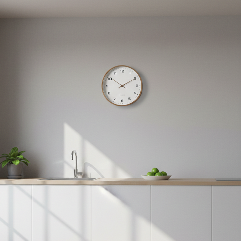 Contemporary Wall Clock in Solid Wood with Silent Mechanism