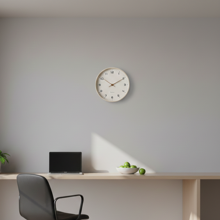 Contemporary Wall Clock in Solid Wood with Silent Mechanism