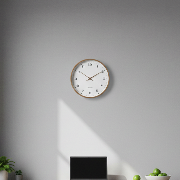 Contemporary Wall Clock in Solid Wood with Silent Mechanism