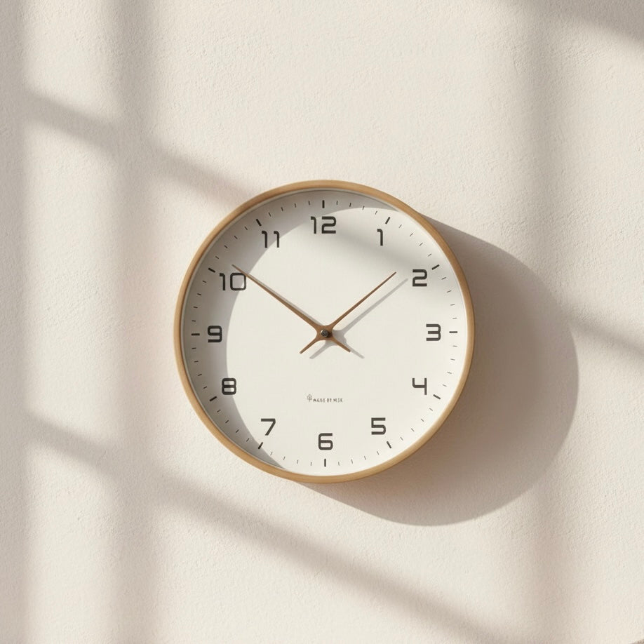 Contemporary Wall Clock in Solid Wood with Silent Mechanism