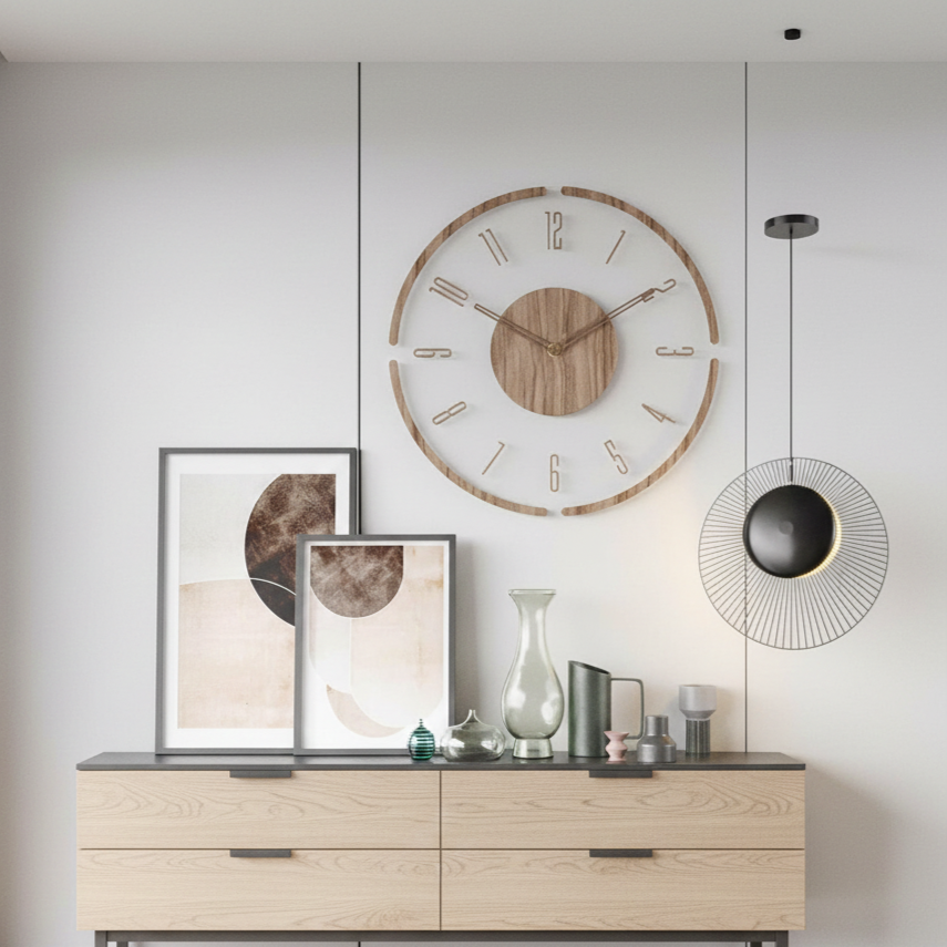 Silent Quartz Wall Clock in Solid Wood - 30cm and 35cm Options