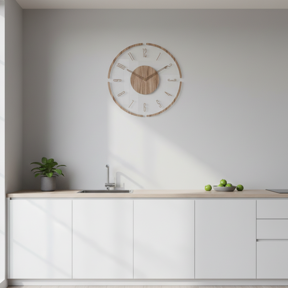 Silent Quartz Wall Clock in Solid Wood - 30cm and 35cm Options