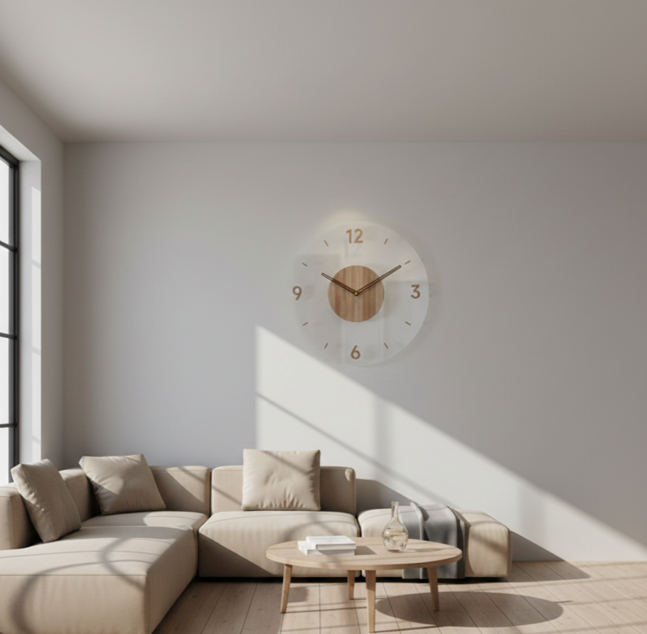 Silent Quartz Wall Clock in Solid Wood - 30cm and 35cm Options