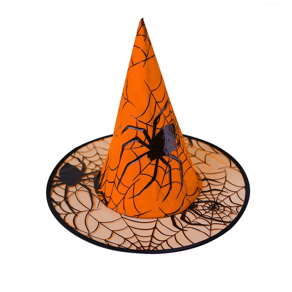 Vibrant Spider Web Witch Hat for Halloween Fun