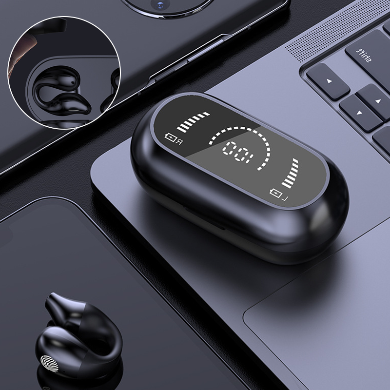 Bone Conduction Headphones with Wireless Ear Clip Design