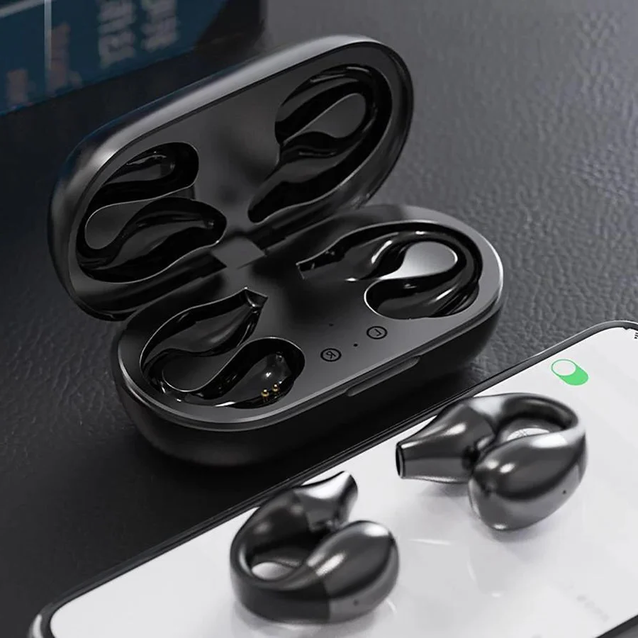Bone Conduction Headphones with Wireless Ear Clip Design