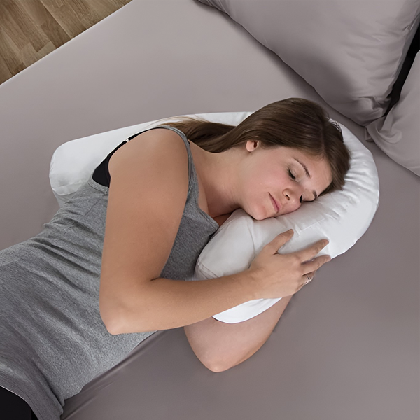Side Sleeper Pillow for Orthopedic Support with Ear Cutout