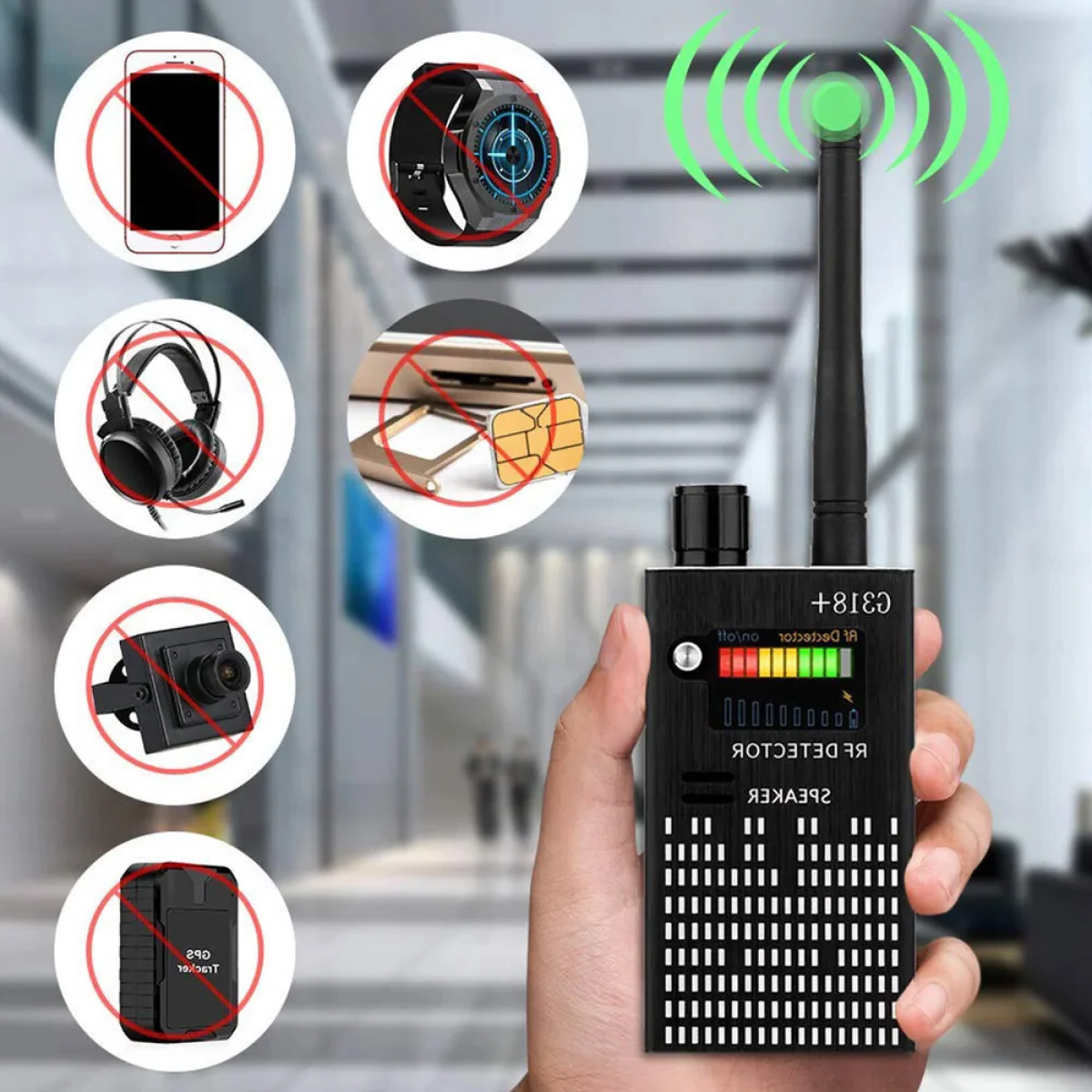 RF Signal Detector for Bugs, Hidden Cameras & GPS – Anti-Spy Device wi