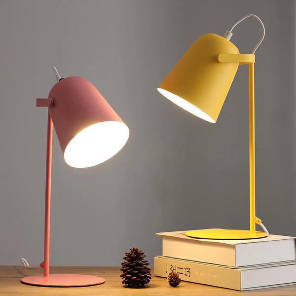 Creative Table Lamp in Iron Bucket Design with Nordic Macaron Colors
