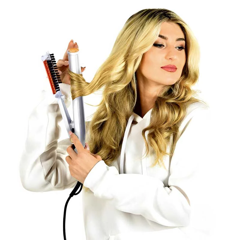 2-in-1 Rotating Hair Brush and Iron for Professional Styling