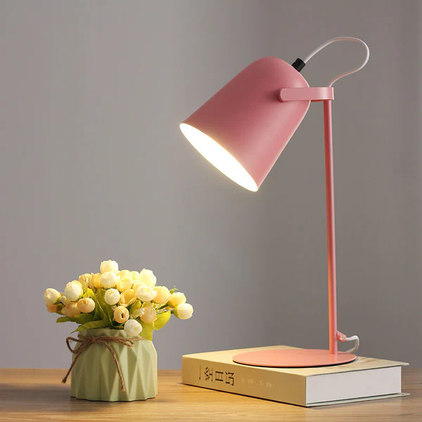 Creative Table Lamp in Iron Bucket Design with Nordic Macaron Colors