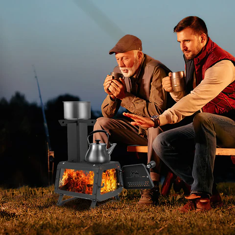 Camping Stove for Cooking with Portable Wood Burning Heater