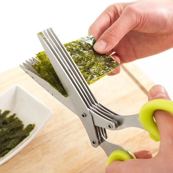 Multi-Blade Kitchen Herb Chopper for Effortless Slicing