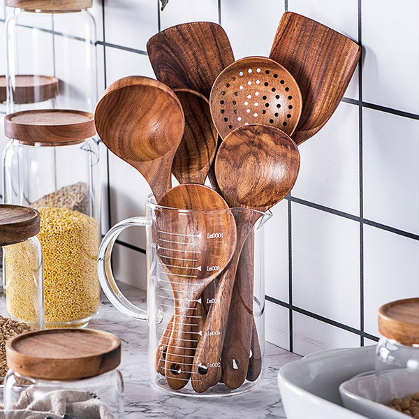 Natural Teak Wood Kitchen Tools – Eco-Friendly Non-Toxic Cooking Utensils